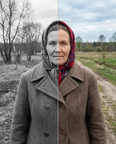 Раскрасить чёрно-белое фото
