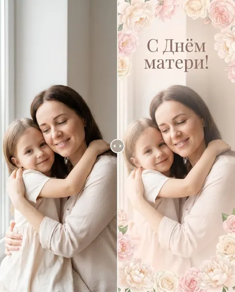Создать открытку «С Днём матери» по своему фото